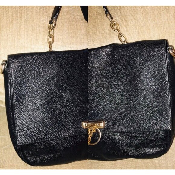 Authentic Versace  Collection Black Pebbled Leather Top Handle Bag - Picture 5 of 14